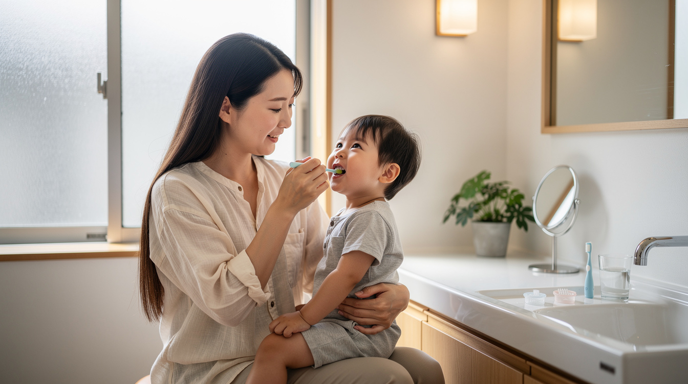 1歳歯磨き嫌がる方法の基本｜正しいポジションと道具選び
