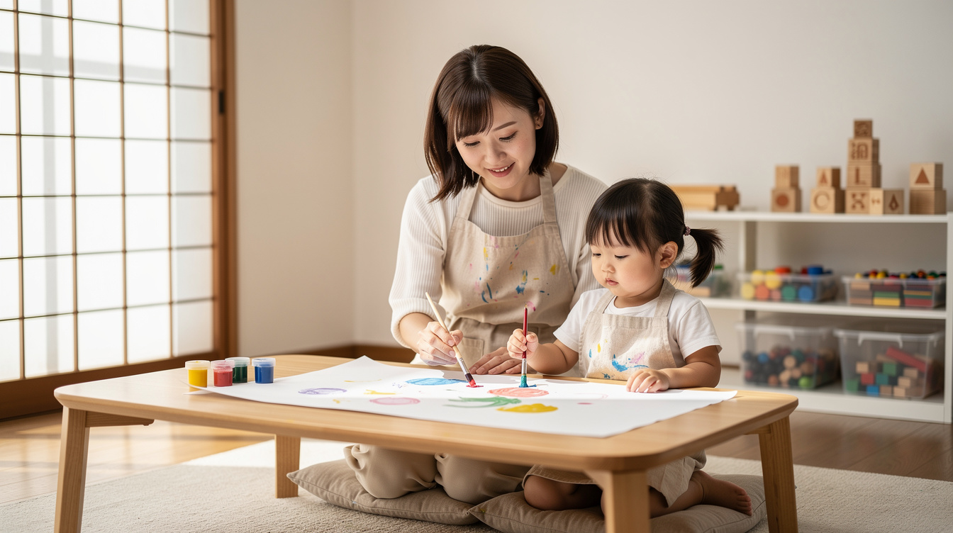 2歳室内遊びアート汚れない①〜③:絵の具系・シール系の詳細手順