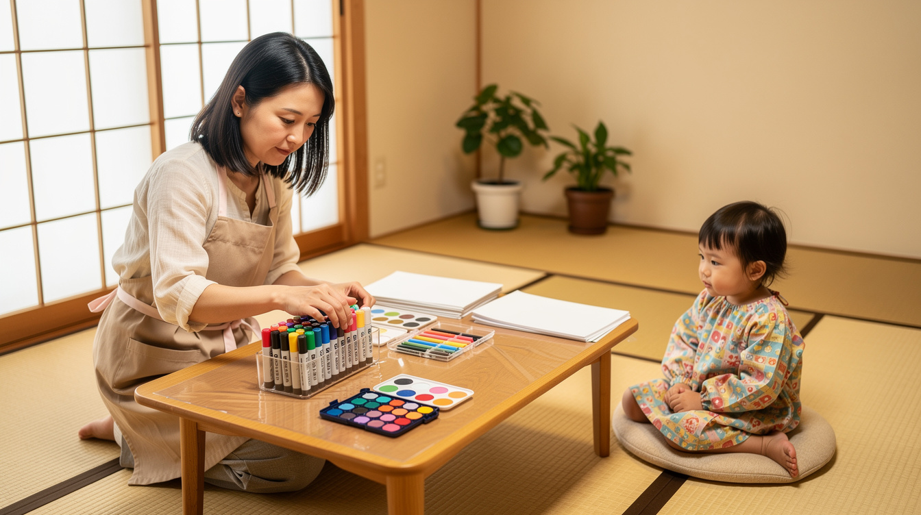 2歳室内遊びアート汚れないための事前準備と環境づくり