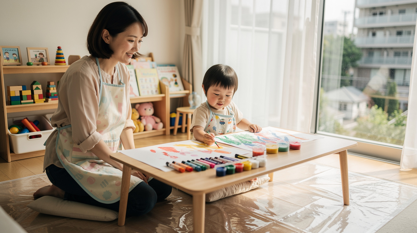 2歳室内遊びアート汚れないを実現するための基本準備