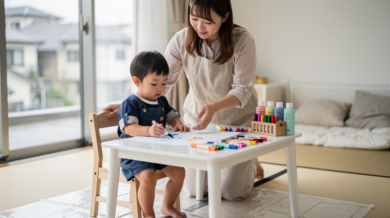 2歳室内遊びアート汚れない環境づくり3つの鉄則