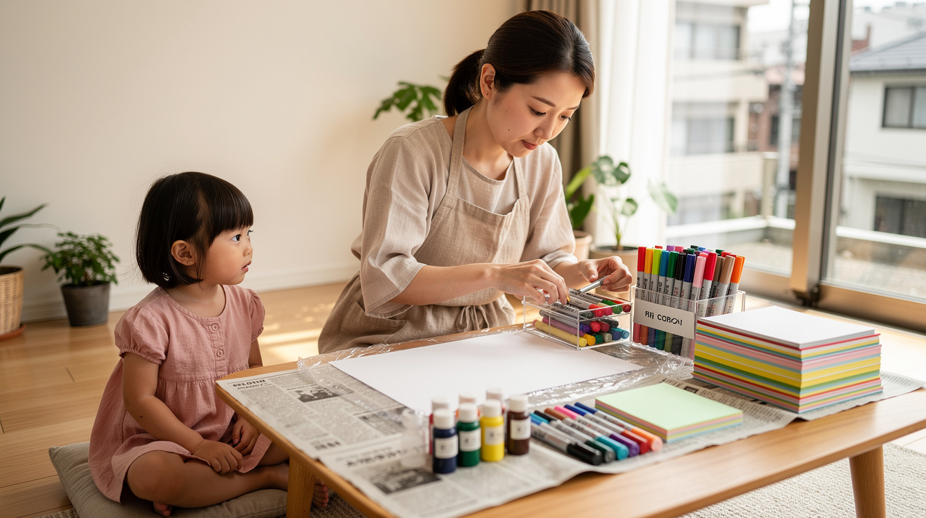 2歳室内遊びアート汚れない最強の事前準備5ステップ