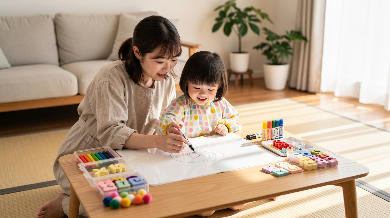 2歳室内遊びアート汚れないおすすめ方法【素材・道具編】