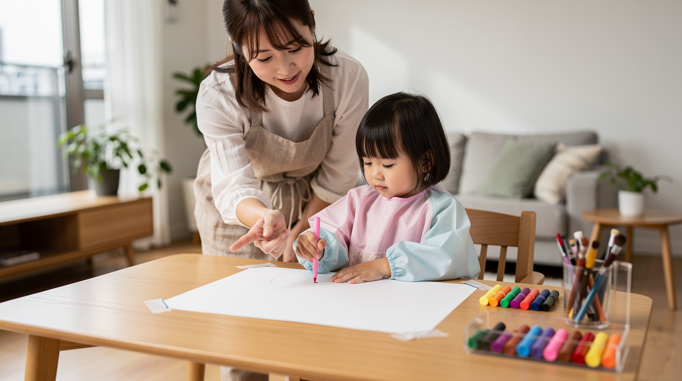 2歳室内遊びアート汚れない!事前準備の完全手順