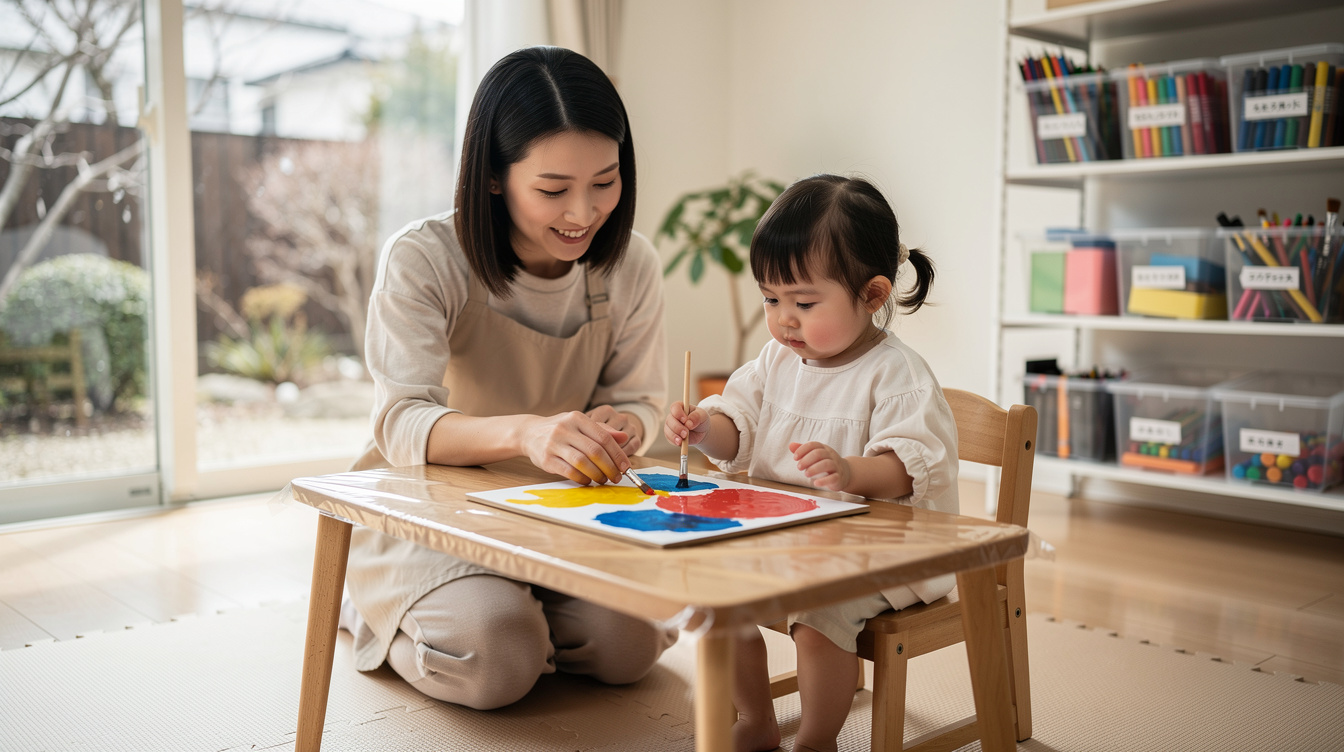 2歳室内遊びアート汚れない方法が必要な理由