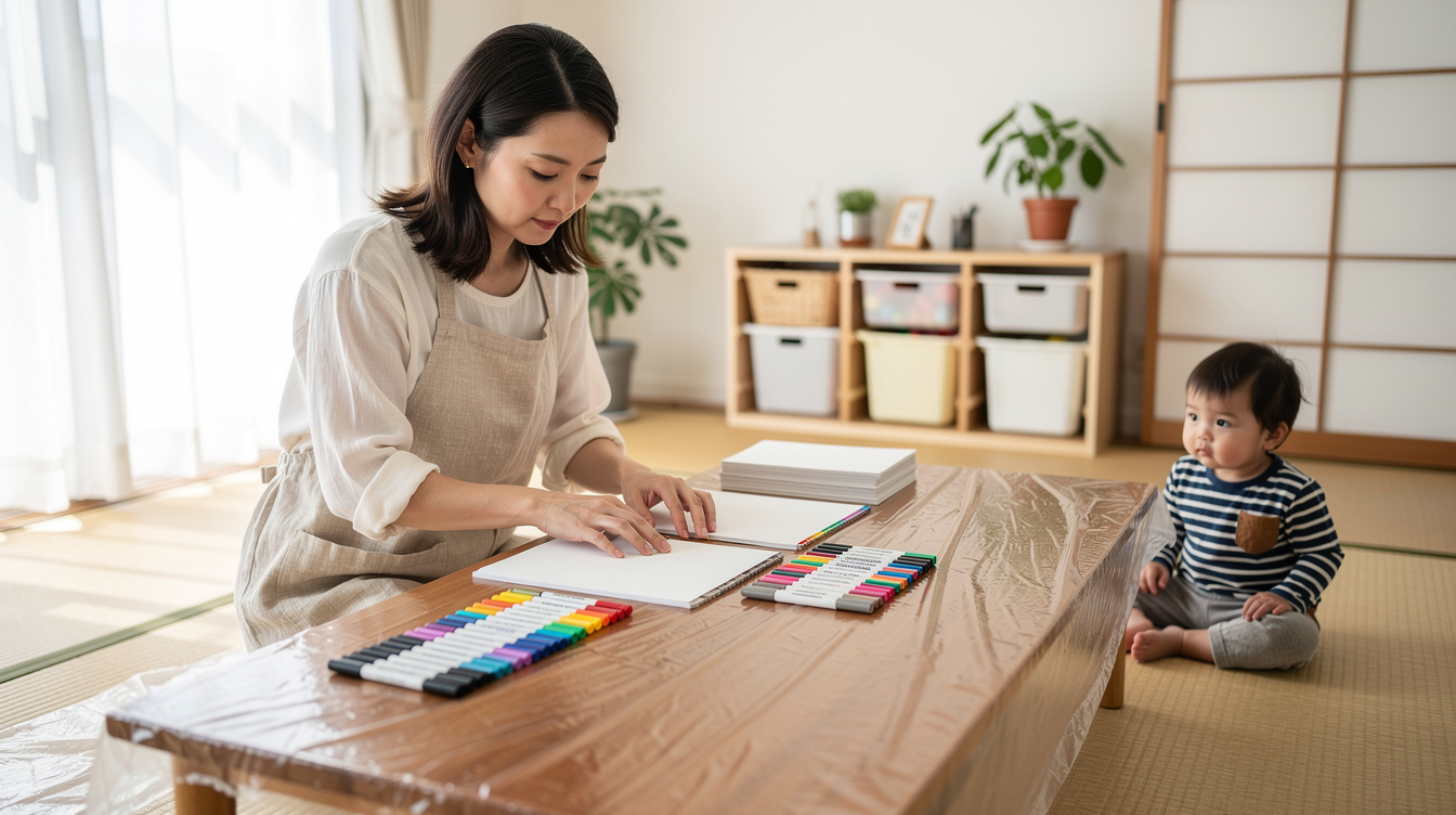 2歳室内遊びアート汚れない環境の整え方|下準備が9割