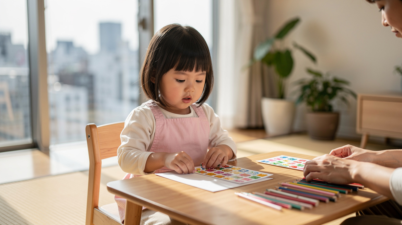 2歳室内遊びアート汚れない方法④〜⑤:素材を工夫した創作遊び