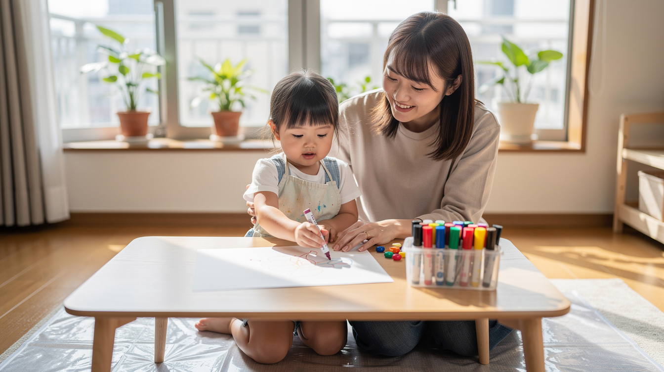 2歳室内遊びアート汚れない|下準備と環境づくりのポイント