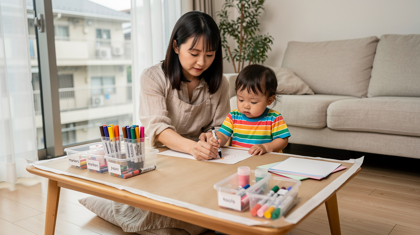 2歳室内遊びアート汚れない:下準備と汚れ防止の完全対策