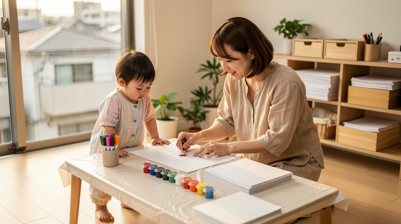2歳室内遊びアート汚れない環境のつくり方【事前準備編】