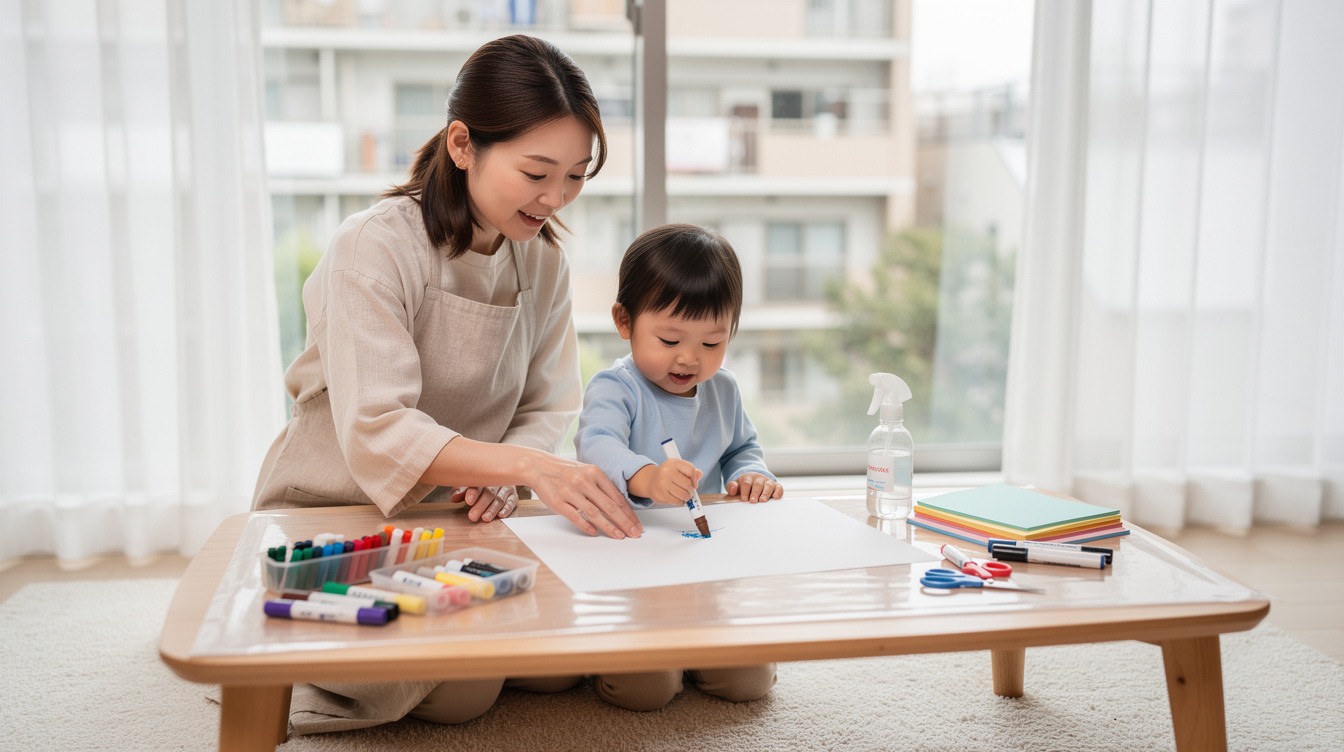 2歳室内遊びアート汚れない①〜③の詳しいやり方