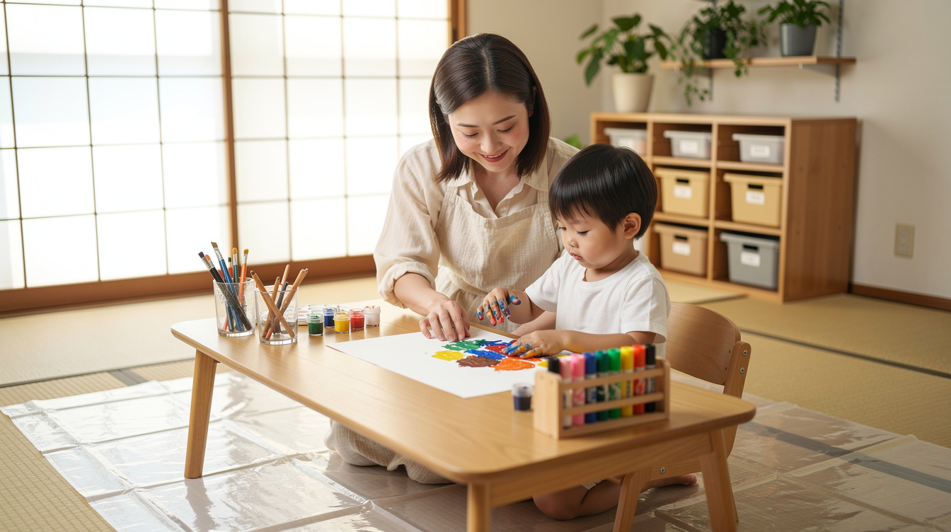 2歳室内遊びアート汚れない:環境づくりの基本準備