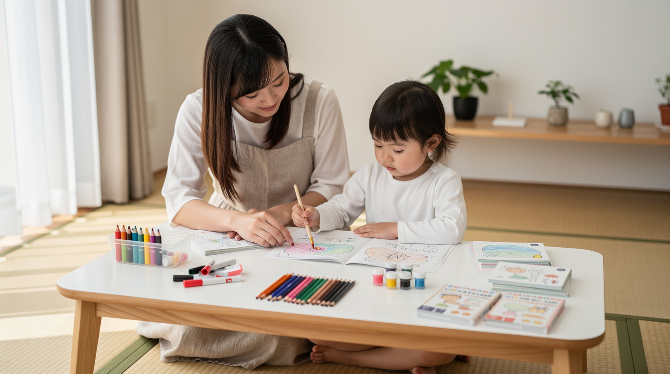 2歳室内遊びアート汚れない方法④〜⑥:100均グッズ活用編