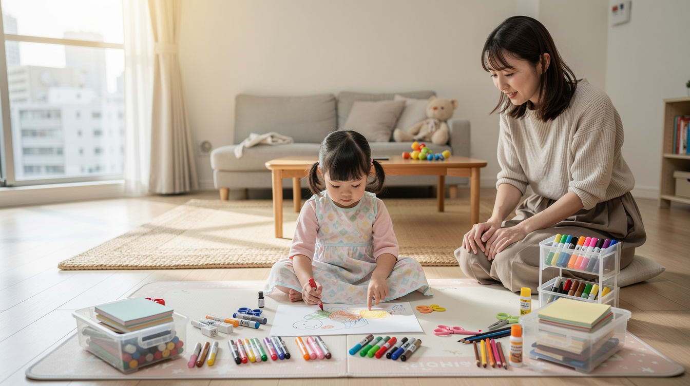 2歳室内遊びアート汚れない準備グッズ完全リスト