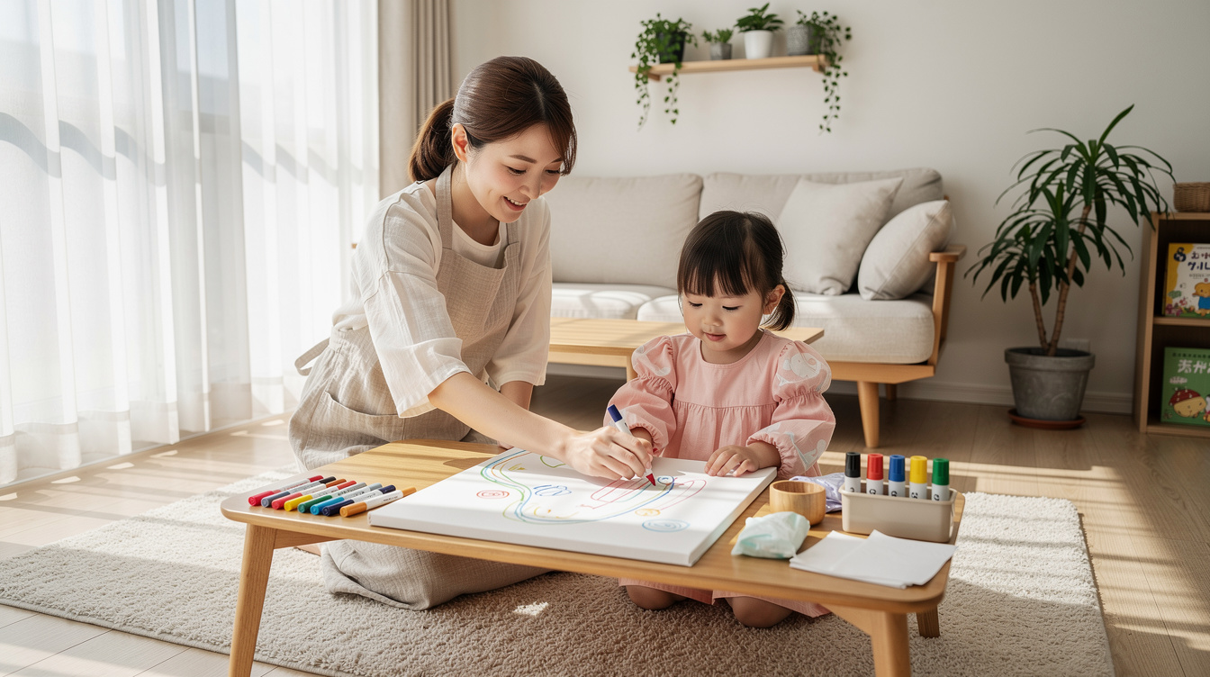 2歳室内遊びアート汚れない7つのアイデア