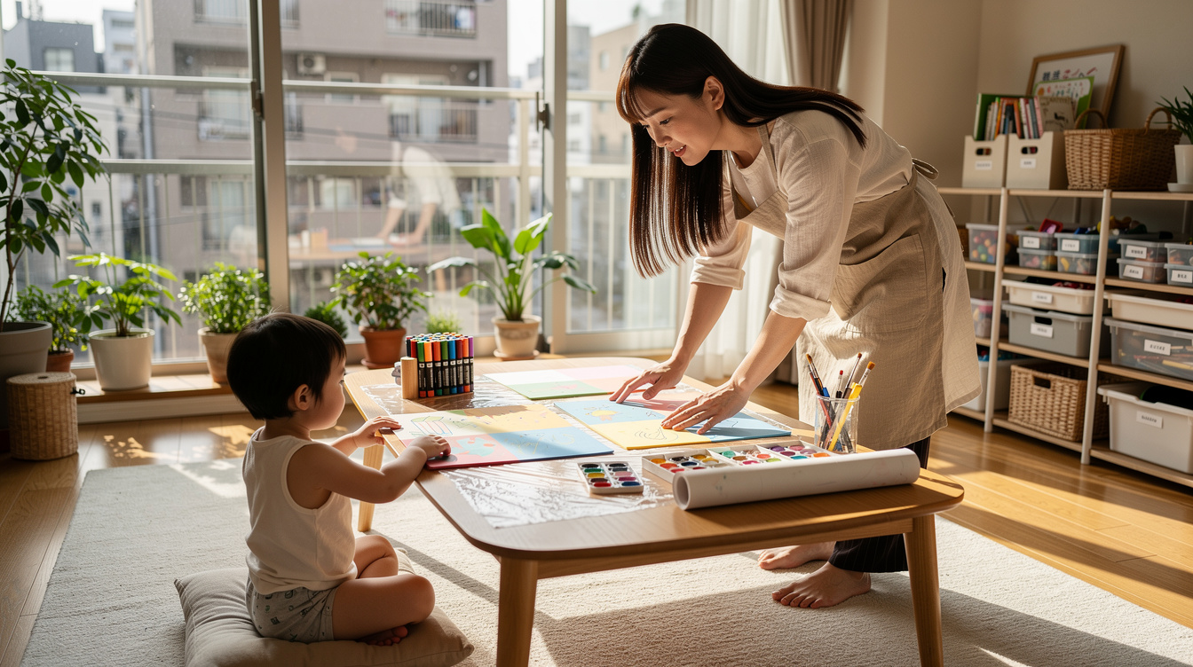 2歳室内遊びアート汚れない環境の作り方｜事前準備ステップ