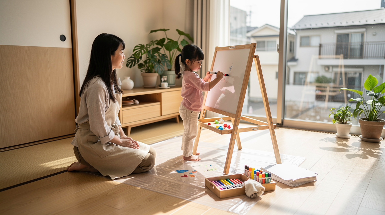 2歳の室内アート遊びでなぜ汚れが気になるのか