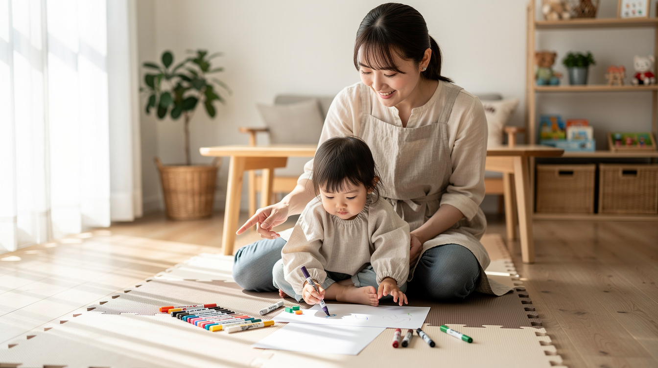 2歳室内遊びアート汚れない準備の3ステップ