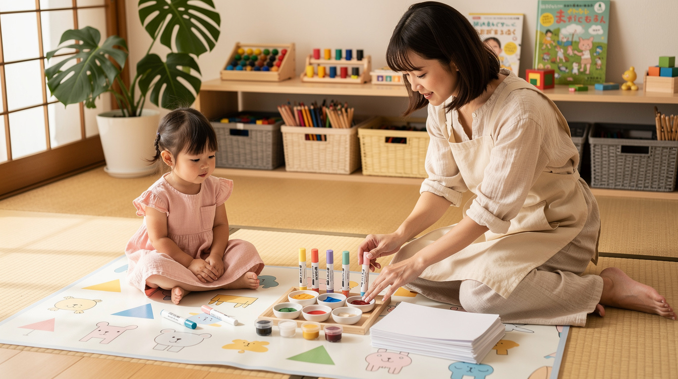 汚れないアートの環境づくり|2歳室内遊びアート汚れないための準備
