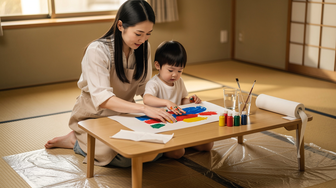 2歳室内遊びアート汚れない準備グッズ一覧|これさえあれば完璧