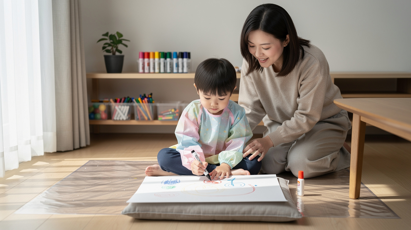 2歳室内遊びアート汚れないための環境づくりのポイント