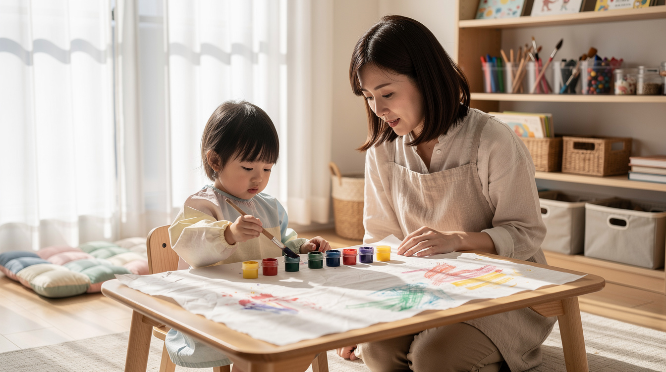 2歳室内遊びアート汚れないための環境づくり3ステップ
