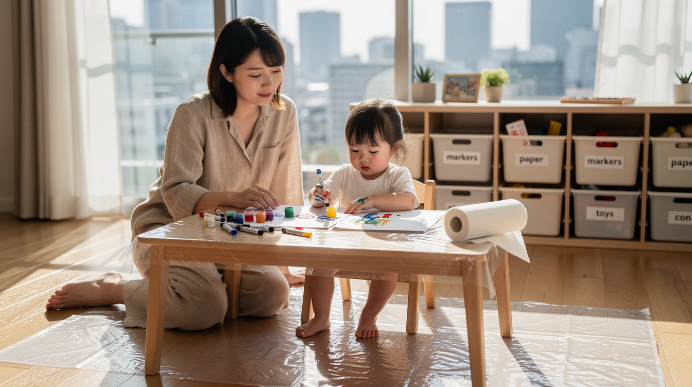 2歳室内遊びアート汚れないための環境づくりのコツ