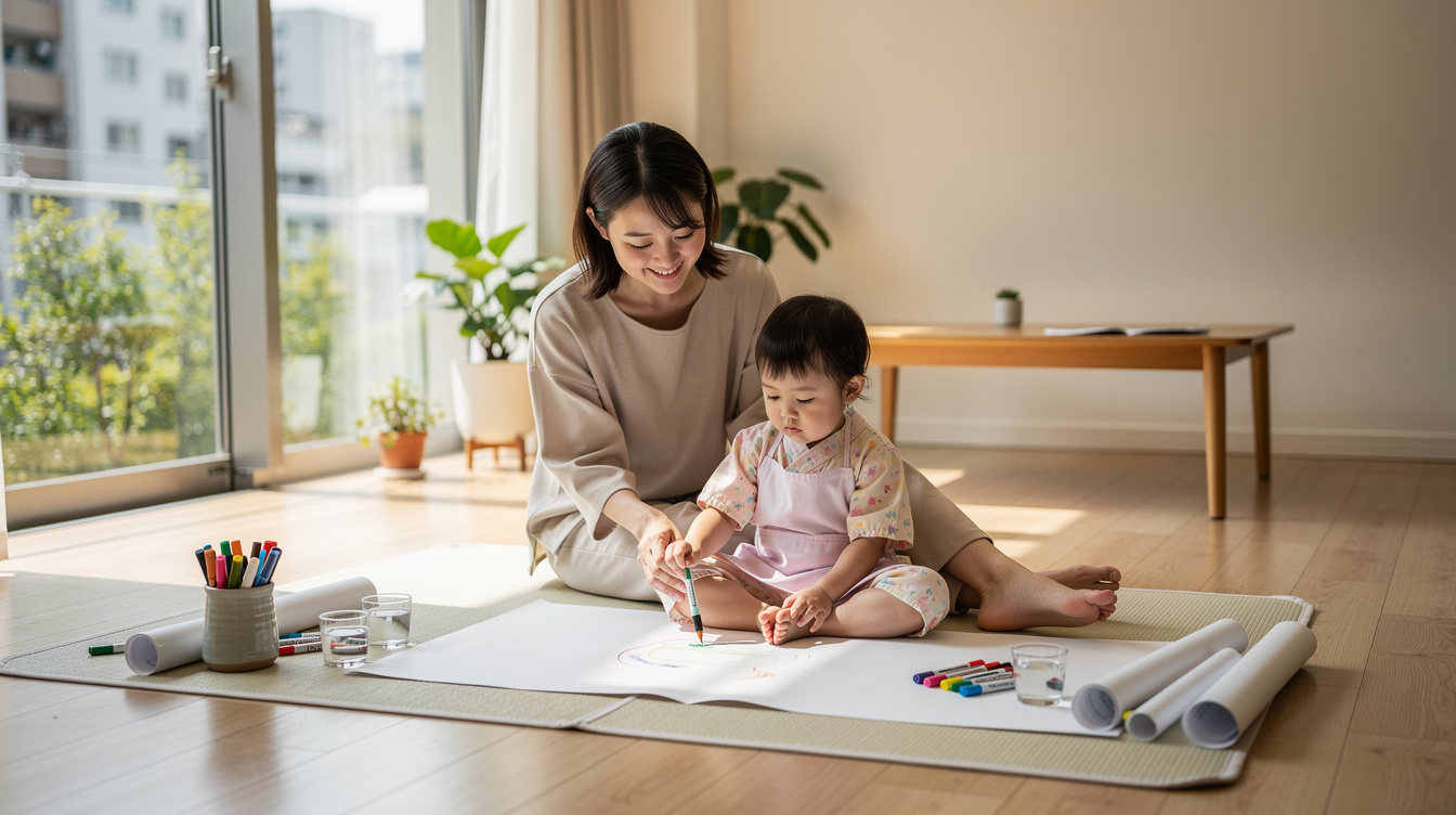 2歳室内遊びアート汚れないが重要な理由