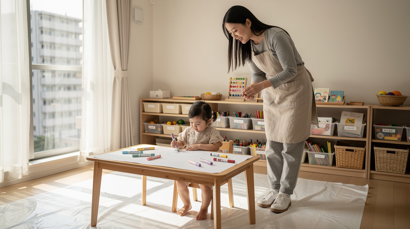 2歳室内遊びアート汚れないための環境づくりのコツ
