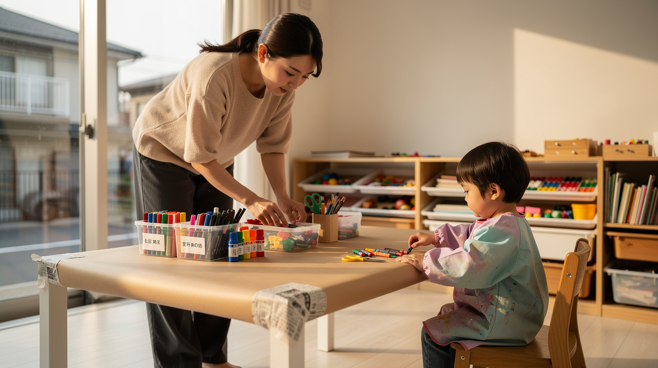 2歳室内遊びアート汚れない環境の作り方:事前準備のポイント