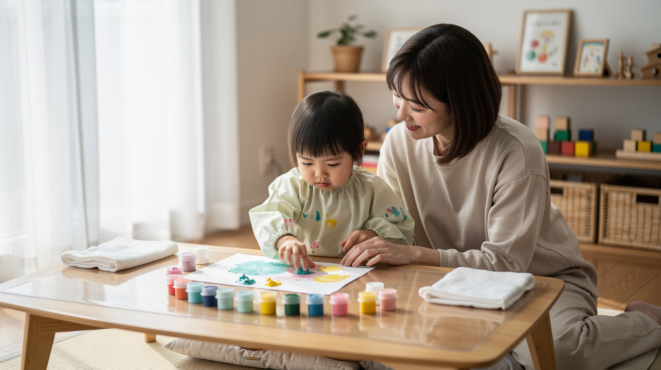 2歳室内遊びアート汚れない環境づくりの基本