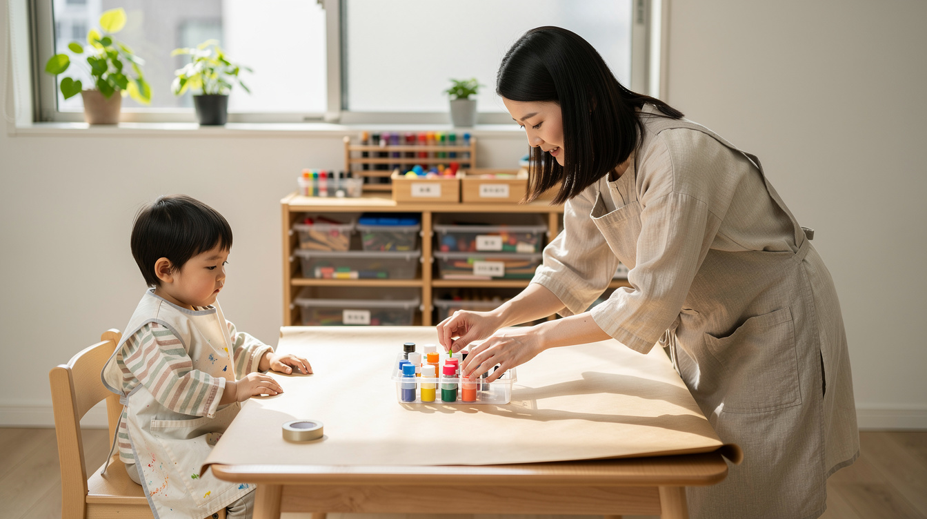 2歳室内遊びアート汚れない環境の作り方｜事前準備が9割