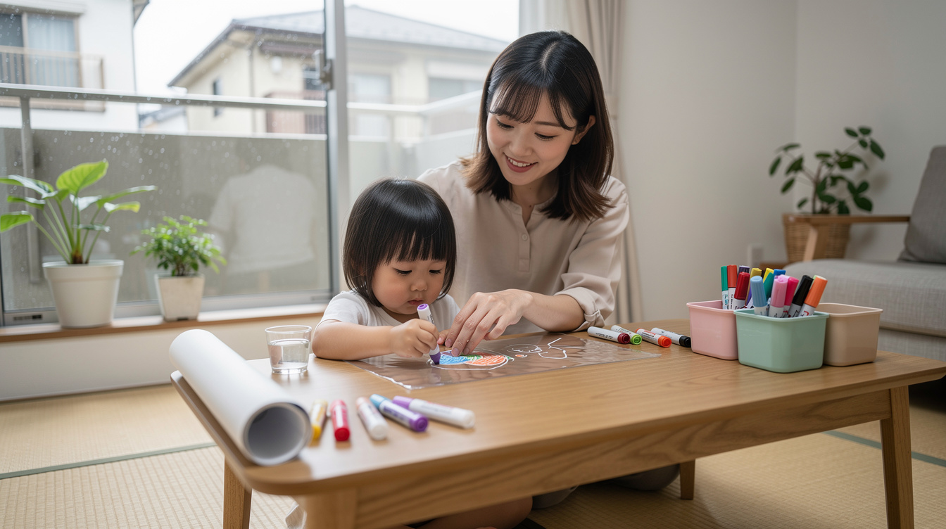 2歳室内遊びアート汚れないが大切な理由