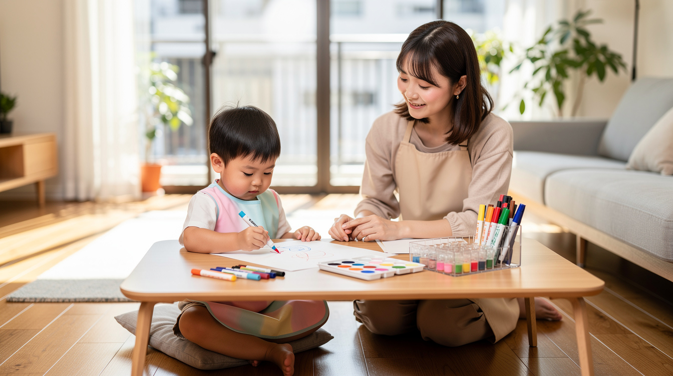 2歳室内遊びアート汚れない完全準備リスト