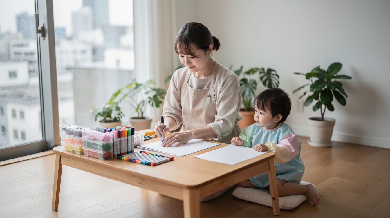 2歳室内遊びアート汚れない【下準備編】完全チェックリスト
