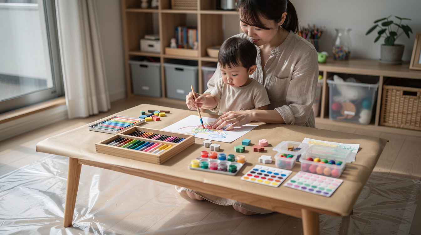 2歳室内遊びアート汚れないための必須準備リスト