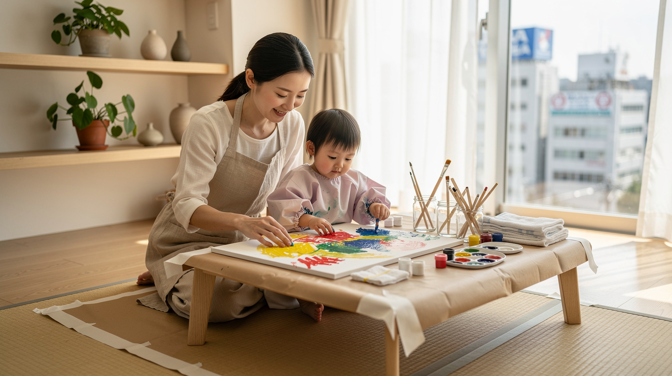 2歳室内遊びアート汚れない方法7選を徹底解説