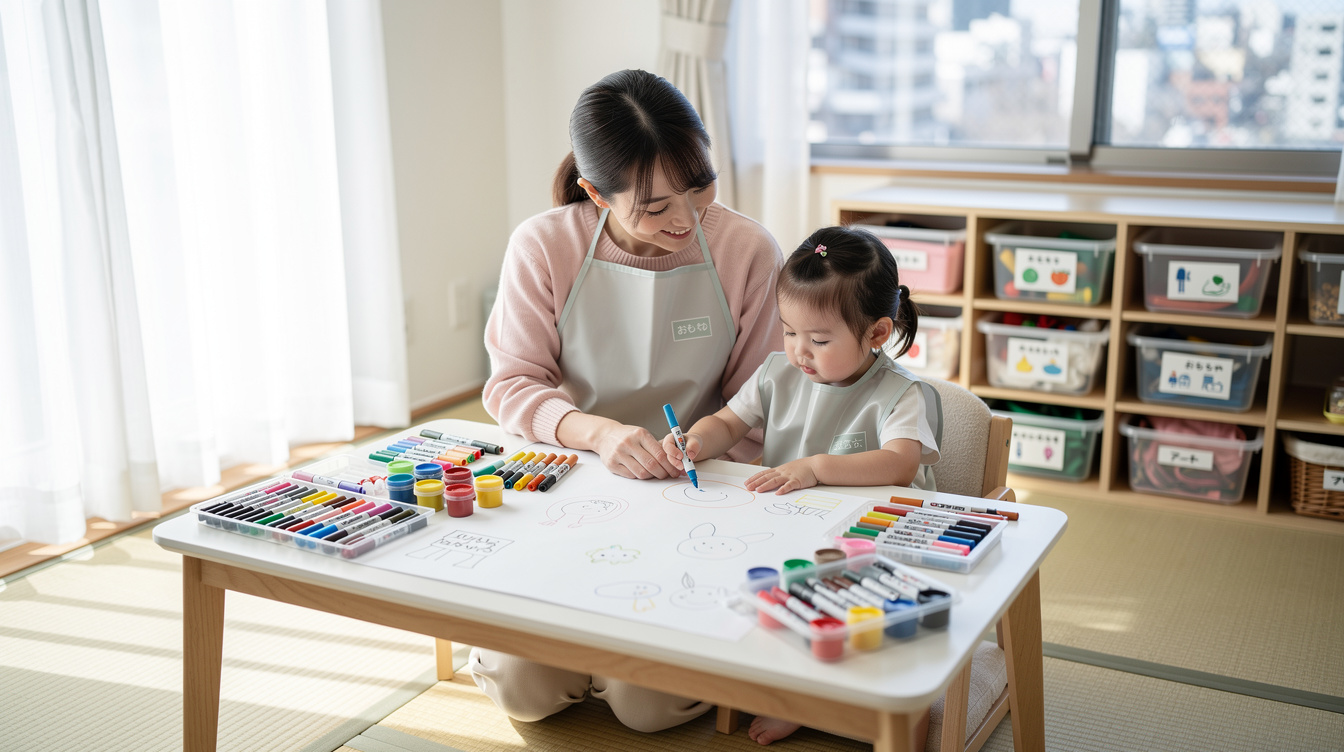 2歳室内遊びアート汚れない環境づくりの準備術