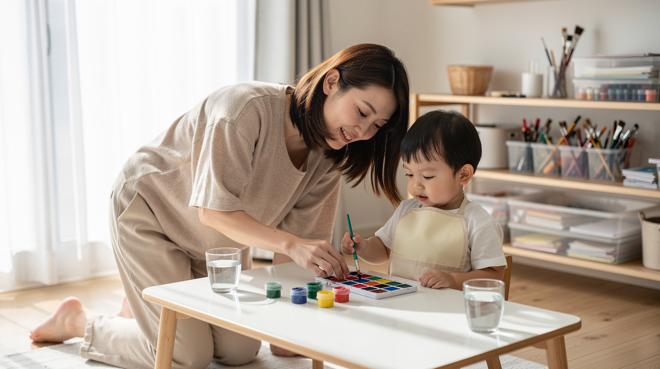 2歳室内遊びアート汚れない環境の整え方と事前準備