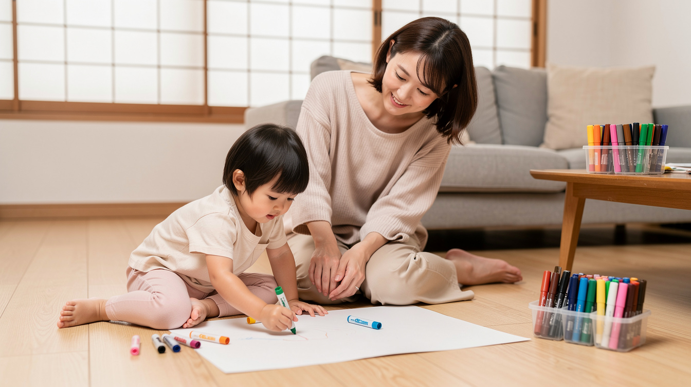 2歳室内遊びアート汚れないが重要な理由