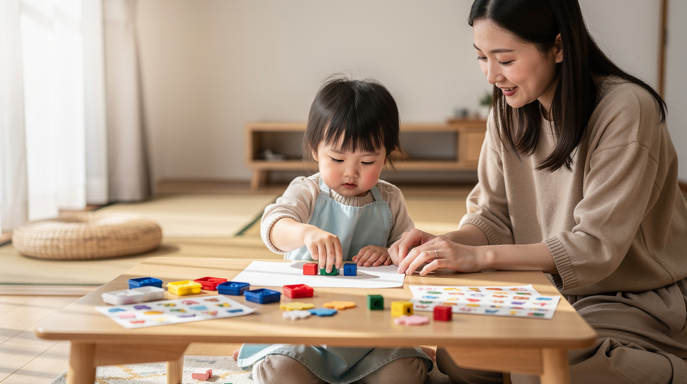 2歳室内遊びアート汚れない②スタンプ・シール・コラージュ遊び