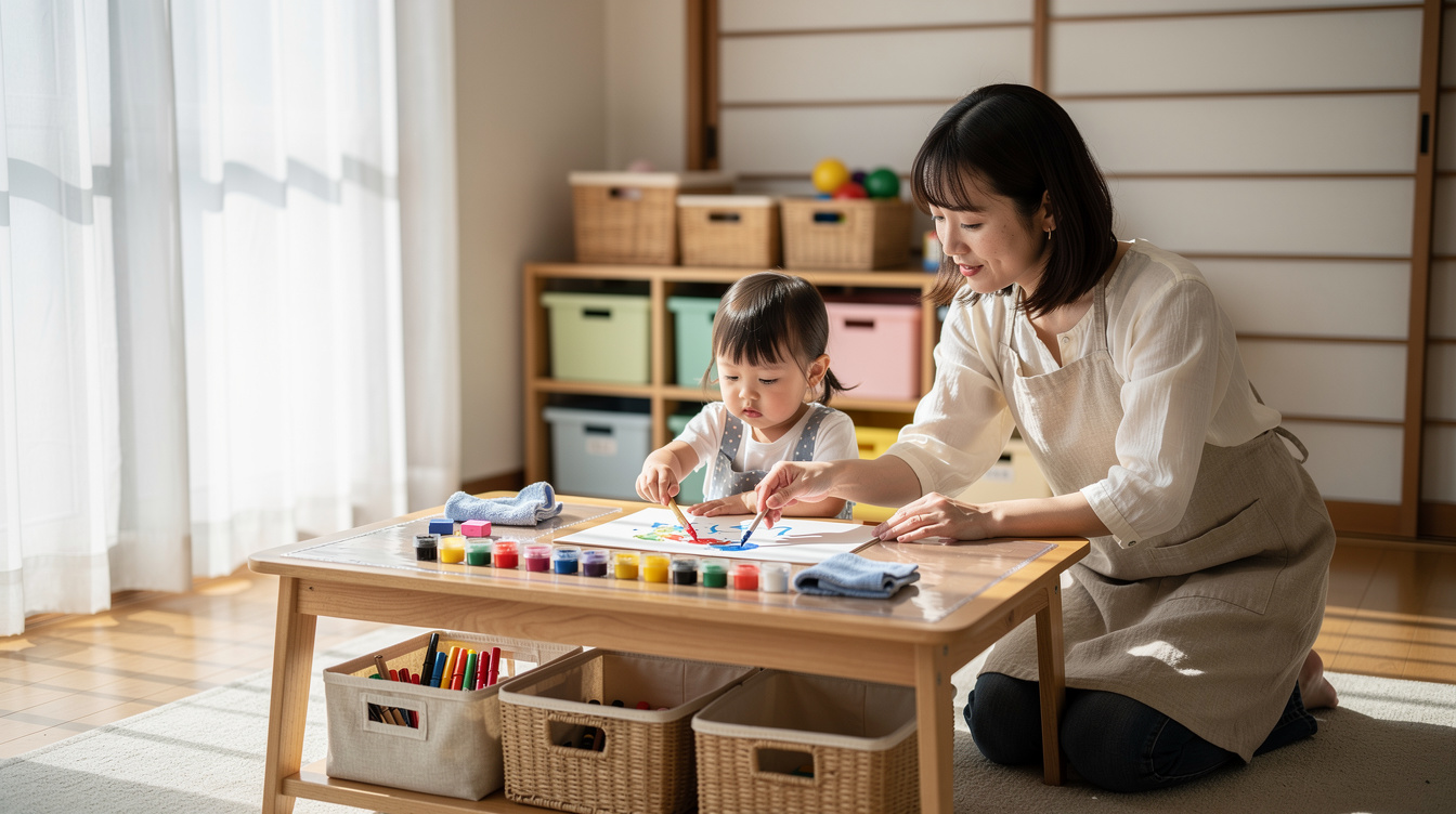 2歳室内遊びアート汚れない環境づくりの具体的手順