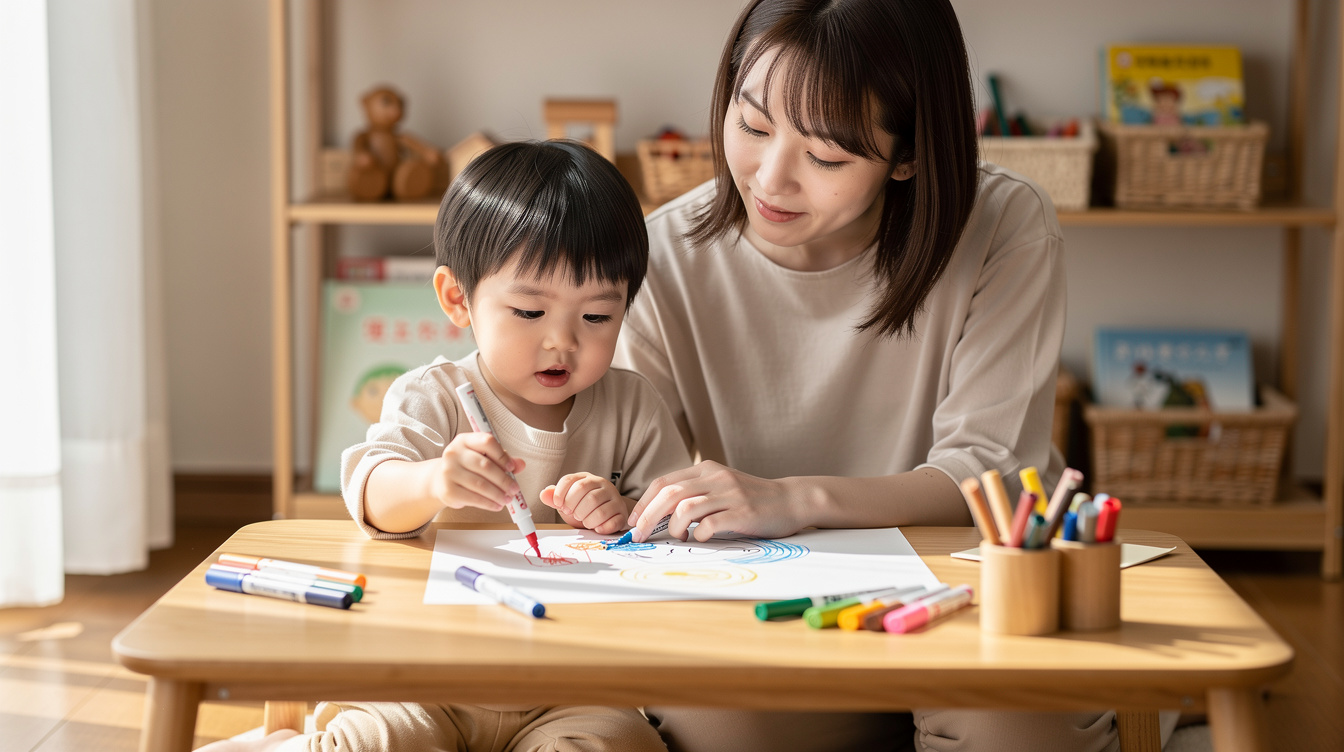 2歳室内遊びアート汚れないが大切な理由