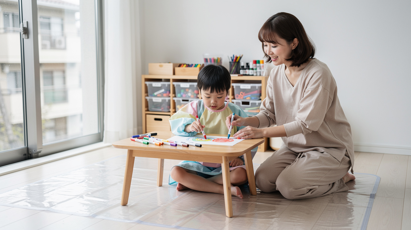 2歳室内遊びアート汚れない環境づくりの具体的な手順