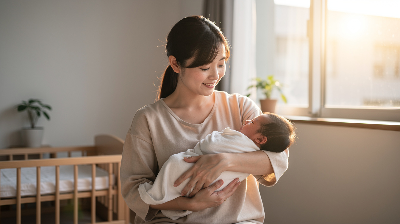 新生児抱っこ首すわり前の正しい横抱きの方法