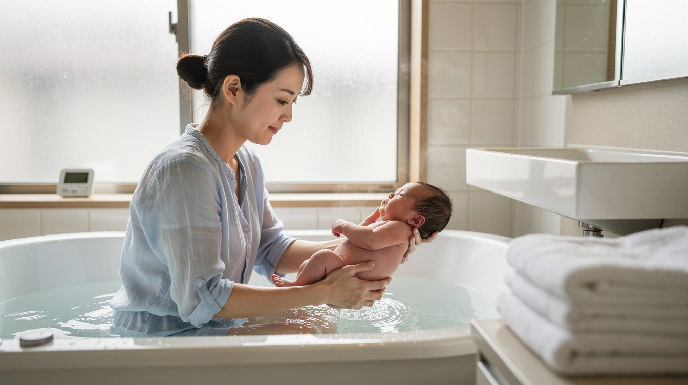 新生児沐浴やり方コツ|お湯の温度と時間の目安