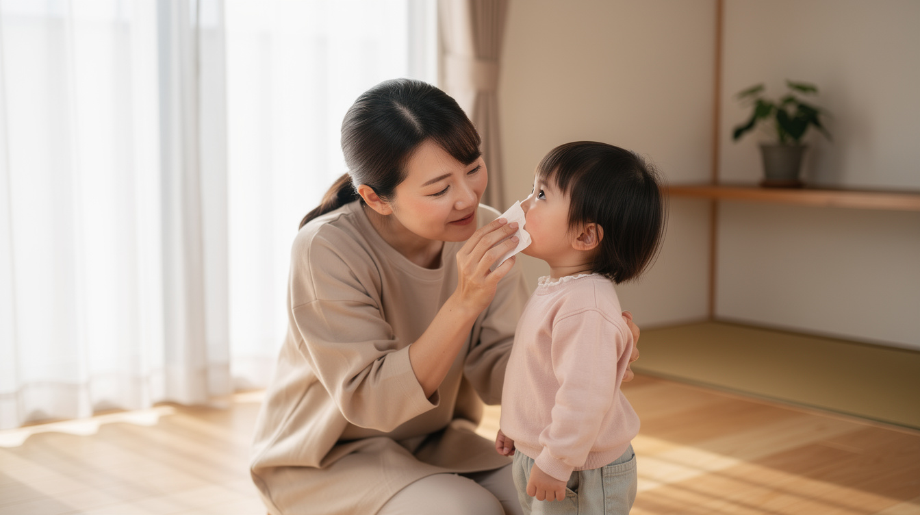 子供鼻水透明黄色違いによる自宅でのケア方法