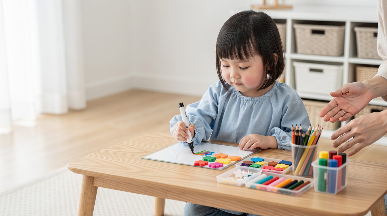 2歳室内遊びアート汚れない方法①〜③：素材で解決