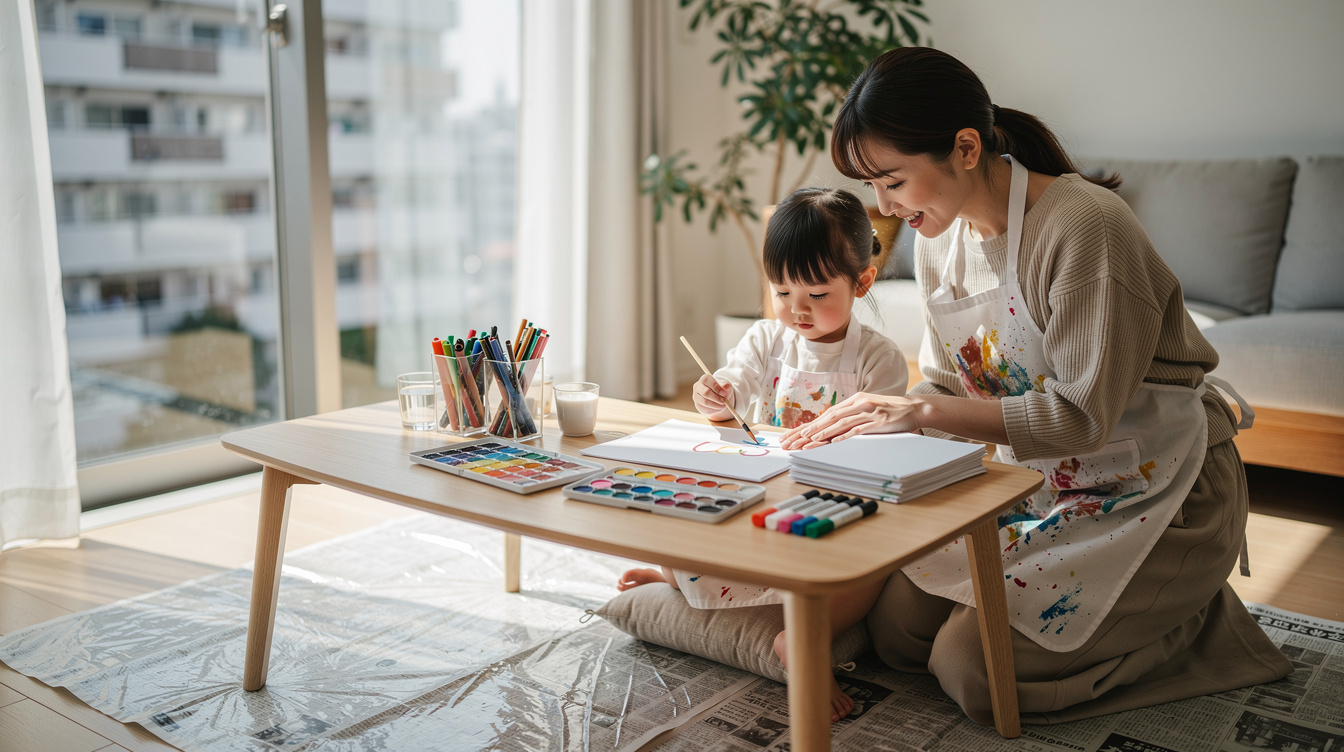 2歳室内遊びアート汚れないために知っておきたい基本の準備